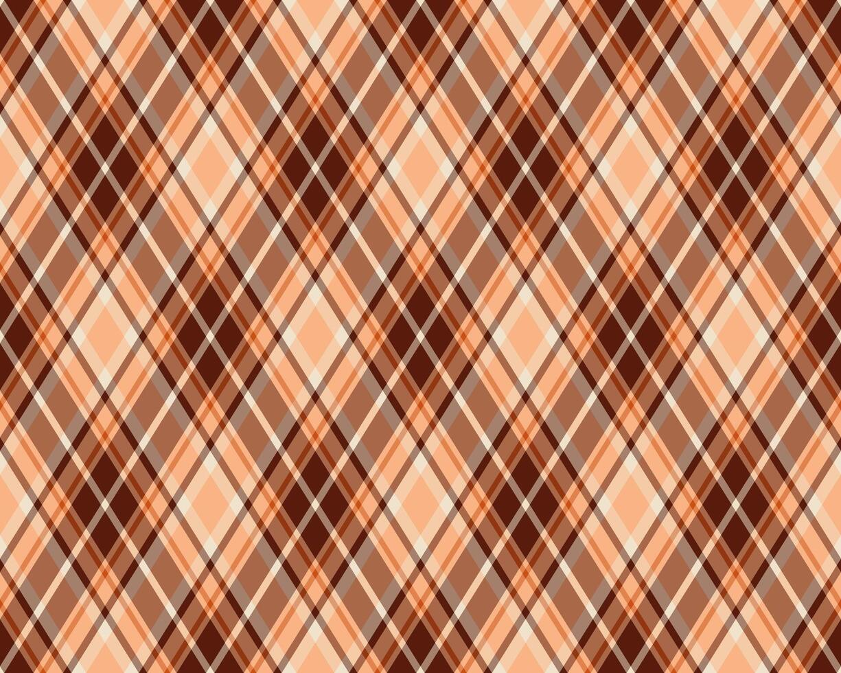 Elegant diagonal plaid pattern in warm peach and brown tones. Perfect for textile design, fallthemed projects, or adding a touch of sophisticated texture to your designs. vector