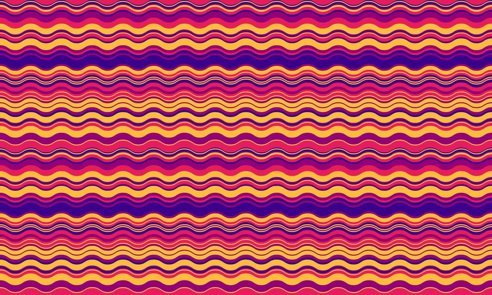 Vibrant wavy stripes in sunset hues create an energetic, retroinspired pattern. Perfect for website backgrounds, textile designs, or playful branding. vector