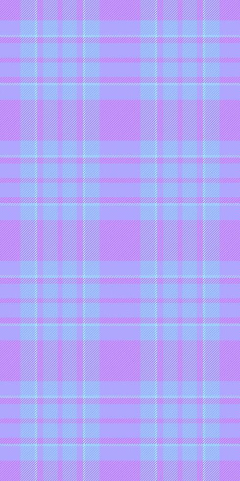 Diamond background textile texture, funky check fabric seamless. Thread tartan plaid pattern in violet and blue colors. vector