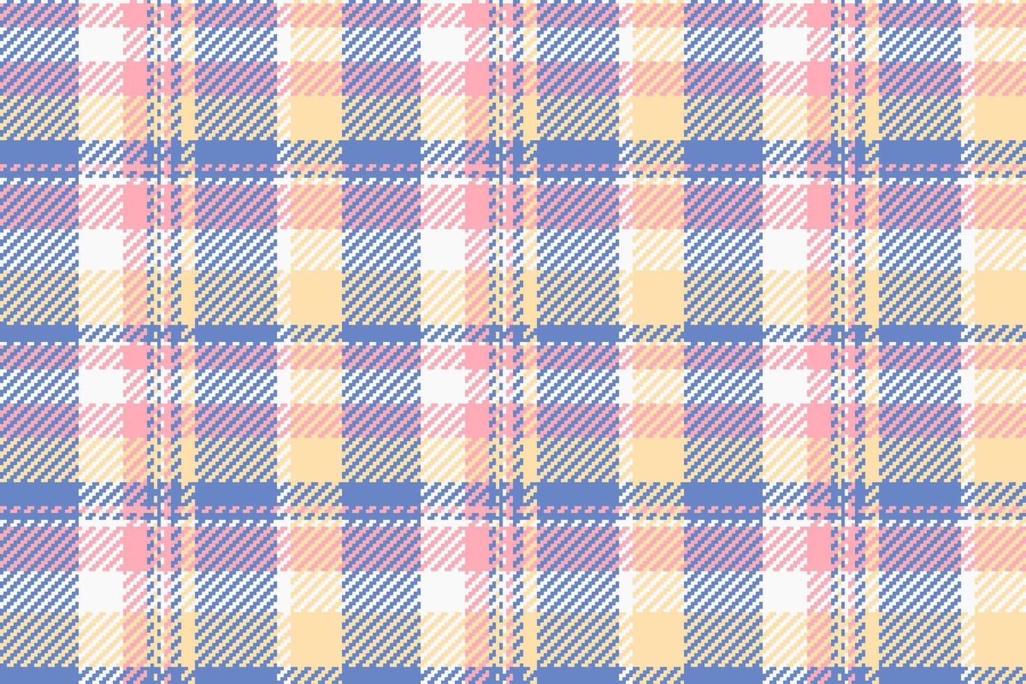 Pastel plaid pattern. Seamless texture with blue, pink and yellow interwoven stripes. Great for backgrounds, textiles, or paper products. vector