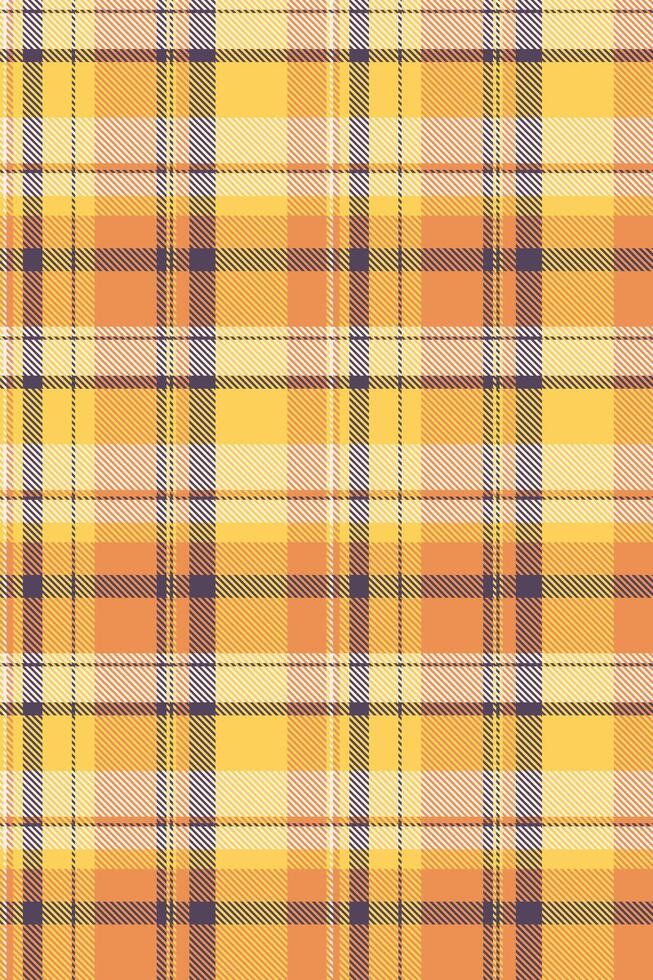 Vibrant yellow and orange plaid pattern. Perfect for textile design, fall themed projects, or adding a touch of warmth and texture to your designs. Seamless repeat for versatile applications. vector