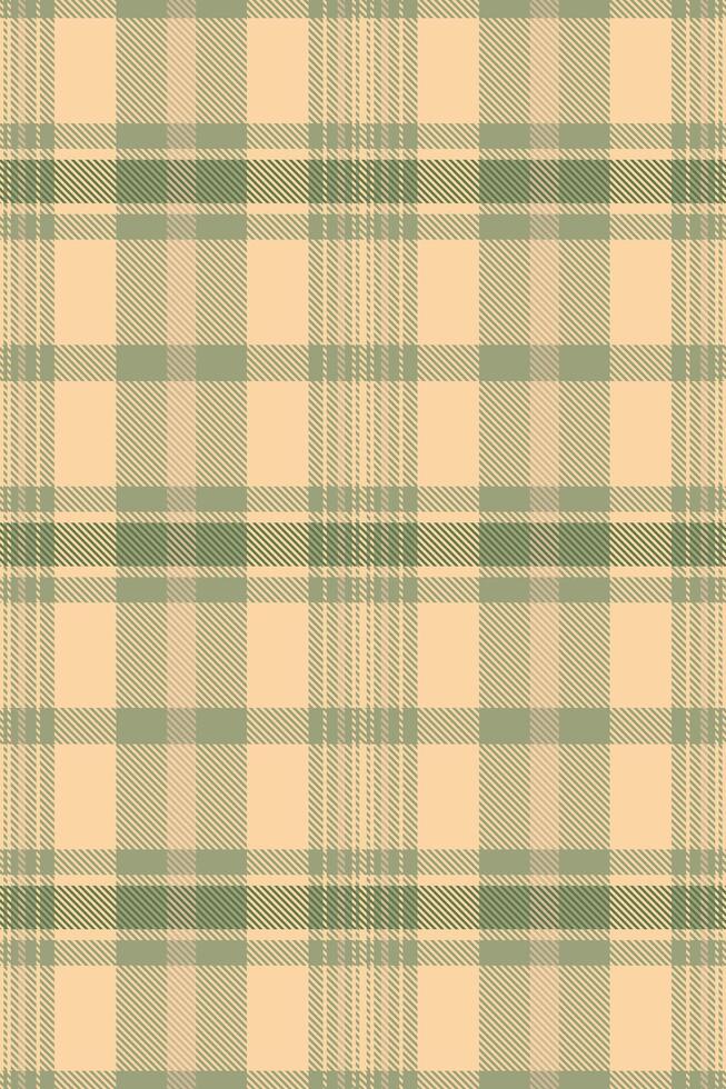 Subtle sage green and beige plaid pattern. Perfect for textile design, backgrounds, or autumnal projects. Evokes feelings of warmth, comfort, and rustic charm. vector