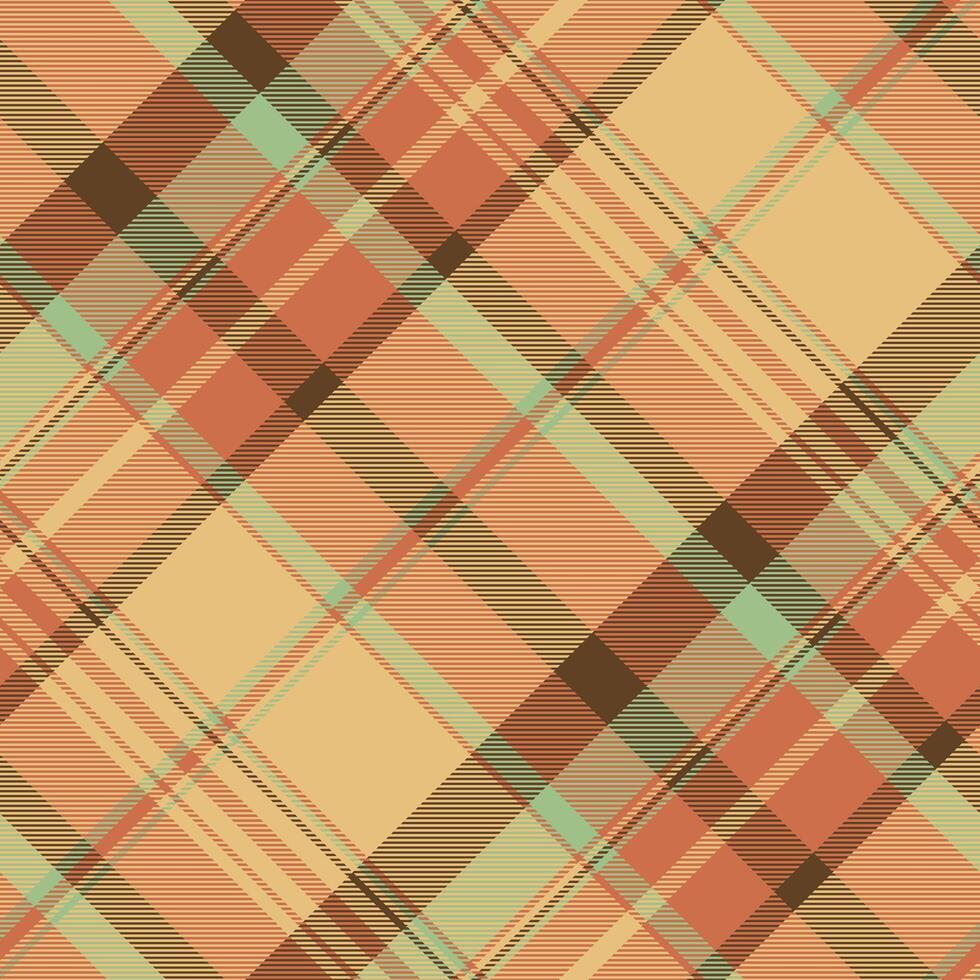 Asymmetric texture textile check, continuity pattern plaid . Dimensional background fabric tartan seamless in orange and amber colors. vector