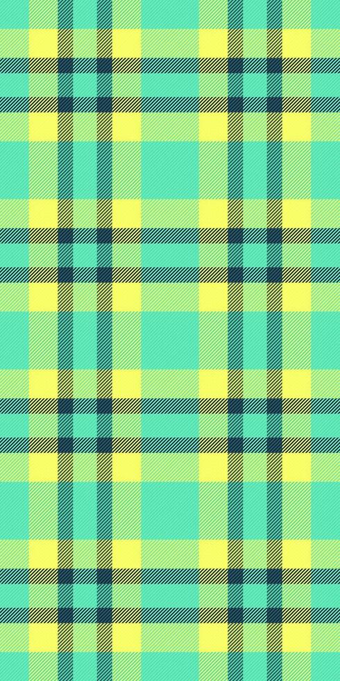 Vibrant teal and yellow plaid pattern. Perfect for textile design, website backgrounds, or fashion projects. This cheerful, modern texture offers a fresh, summery feel, conveying energy and optimism. vector