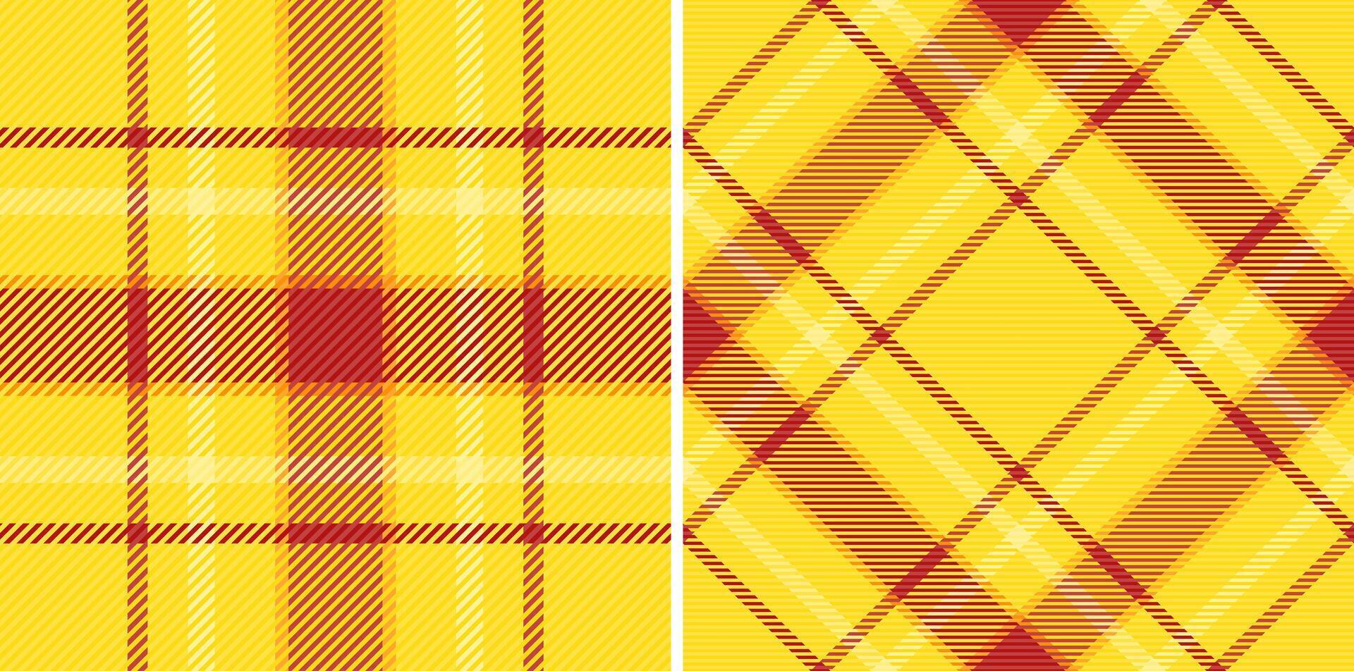 Vibrant yellow and red plaid patterns, perfect for textile design, fashion, or web backgrounds. vector