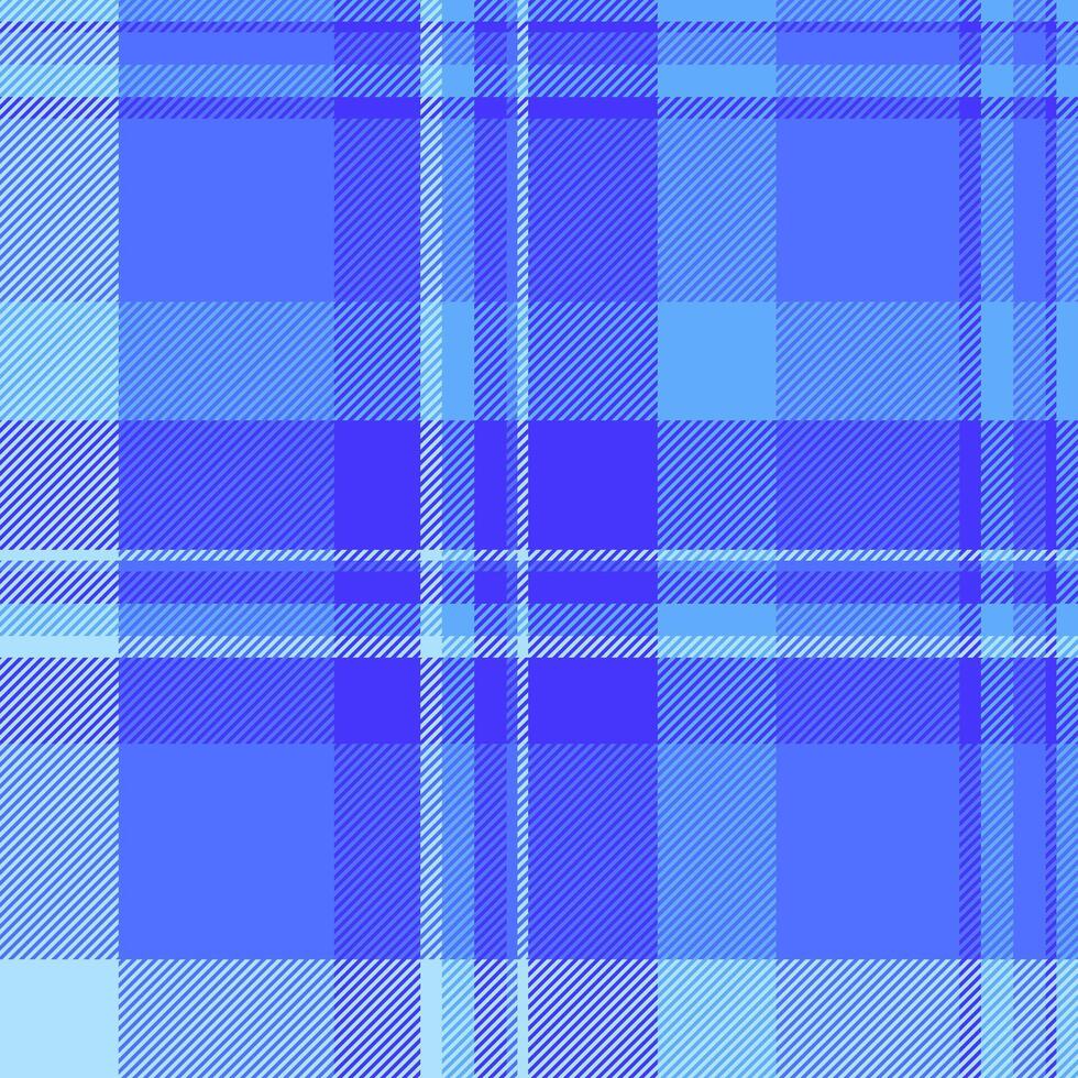 Vibrant blue plaid pattern. Perfect for textile designs, website backgrounds, or fashion projects. This seamless texture offers a modern, stylish feel, conveying calmness and sophistication. vector