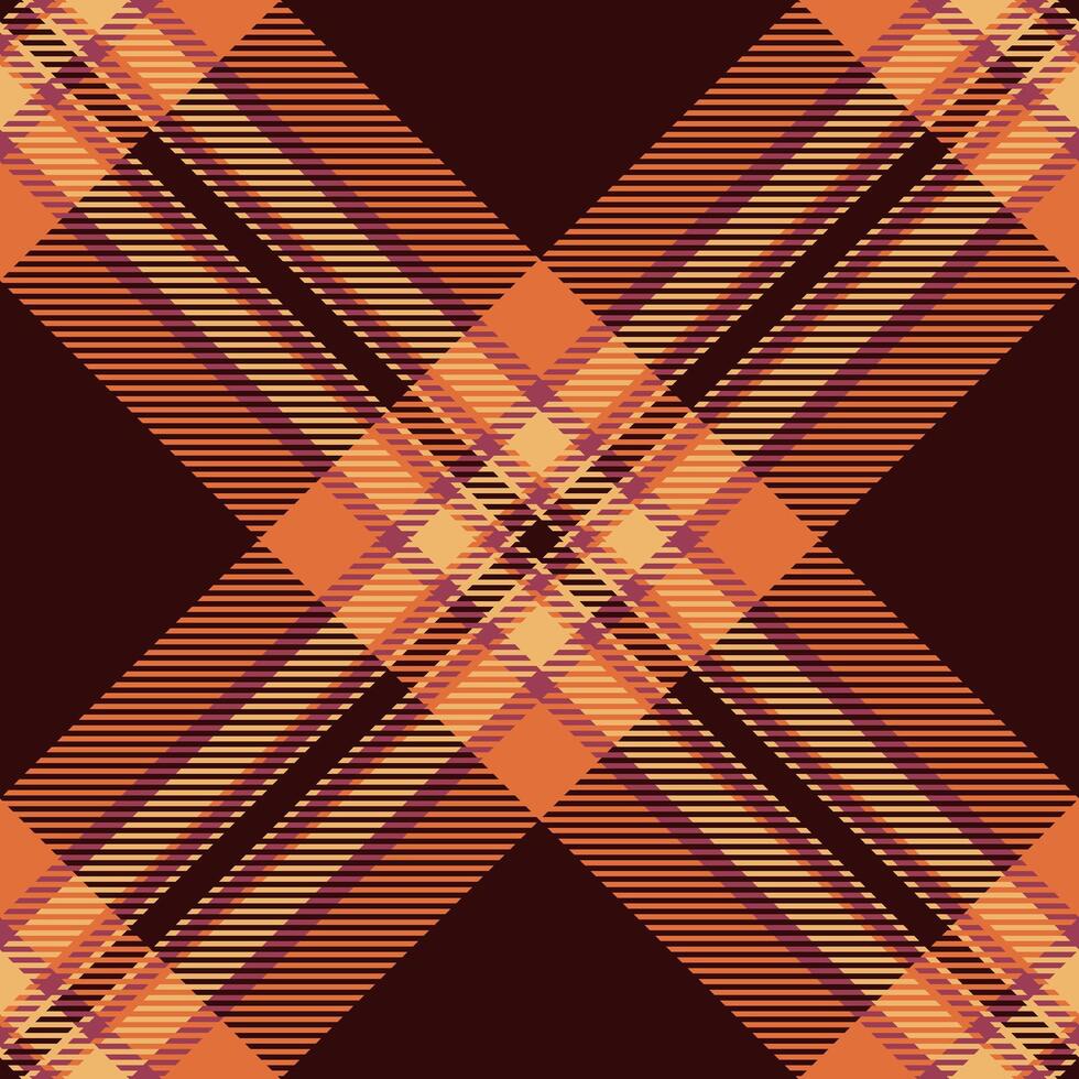 Warm autumnal plaid pattern in rich orange, brown, and beige tones. Diagonal lines create a dynamic, modern feel, perfect for fallthemed designs, textiles, and website backgrounds. vector