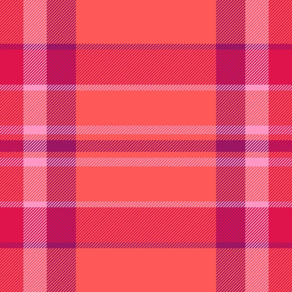Vibrant coral and pink plaid pattern. Perfect for textile design, fashion, website backgrounds, or scrapbooking. This seamless texture offers a bold, modern aesthetic with a touch of classic charm. vector
