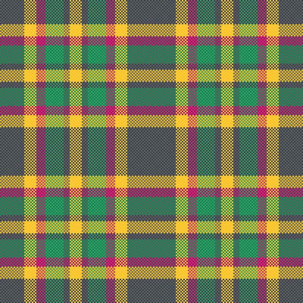 Vibrant multicolor plaid pattern. Bold geometric design with intersecting lines creates a dynamic texture perfect for textile, fashion, or web design. vector