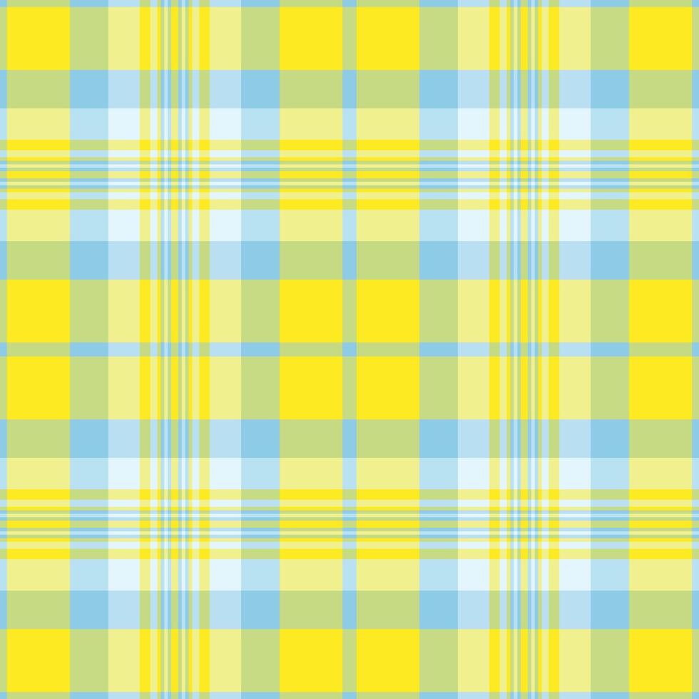 Vibrant yellow and light blue plaid pattern. Perfect for textile design, apparel, websites, or cheerful backgrounds. This cheerful, seamless texture evokes feelings of optimism and freshness. vector