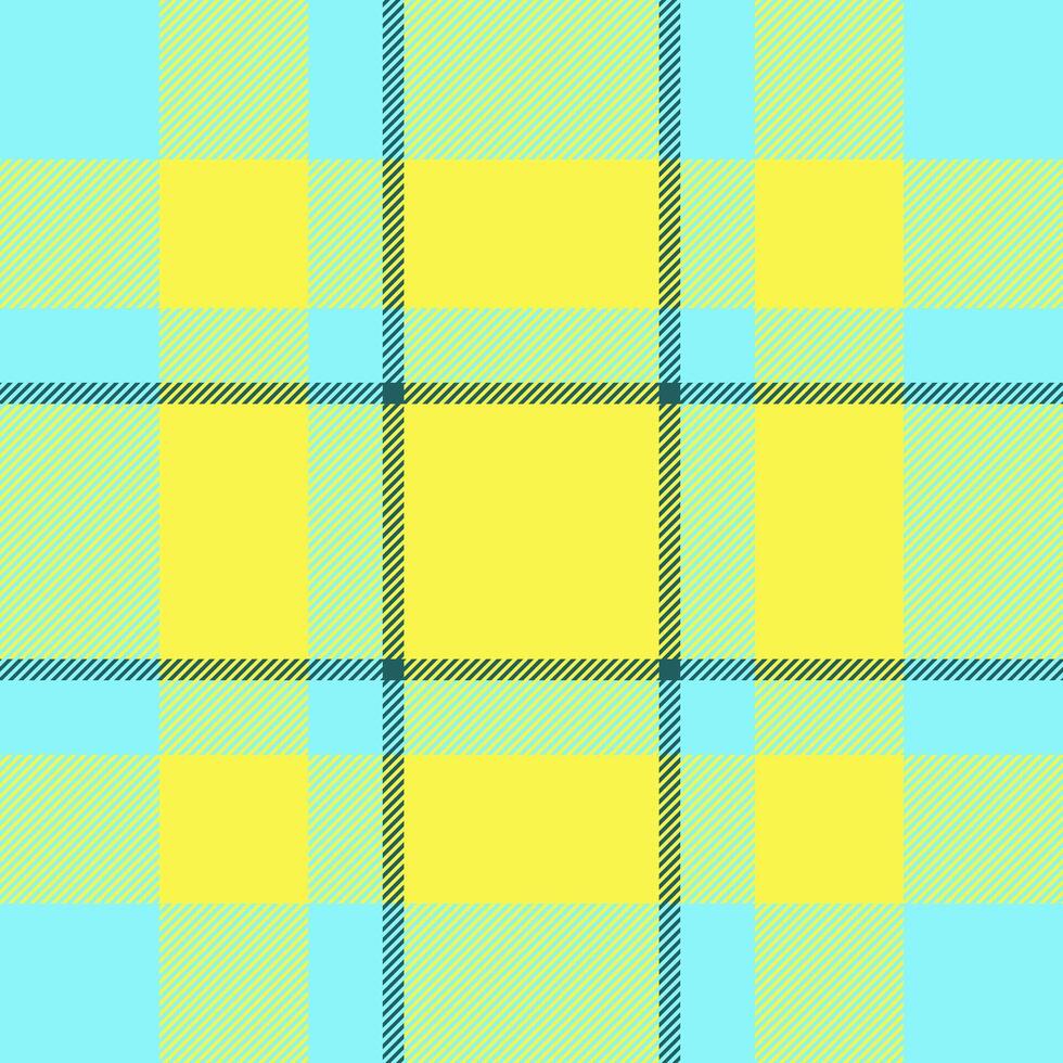 Vibrant yellow and light blue plaid pattern. Perfect for textile design, website backgrounds, or cheerful branding. This cheerful, seamless texture evokes feelings of optimism and summer. vector