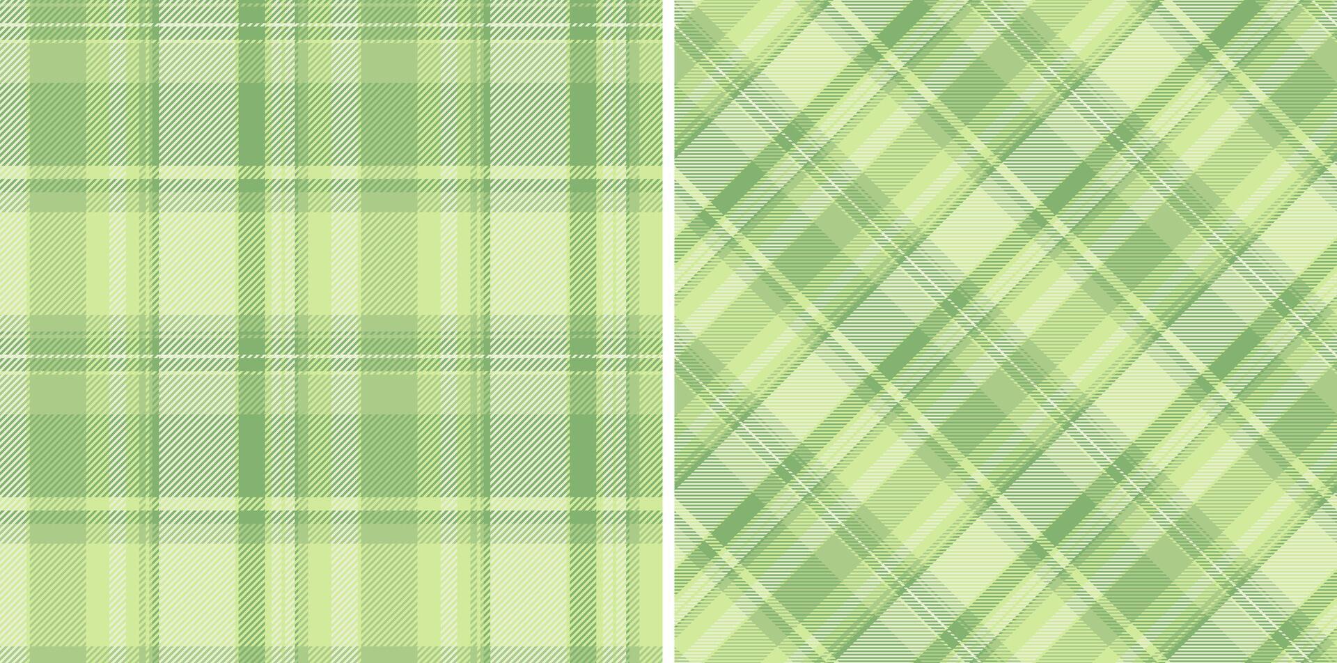 Two calming pastel green plaid patterns. Perfect for textile design, website backgrounds, or springthemed projects. The subtle variations in shades create a fresh, versatile texture. vector