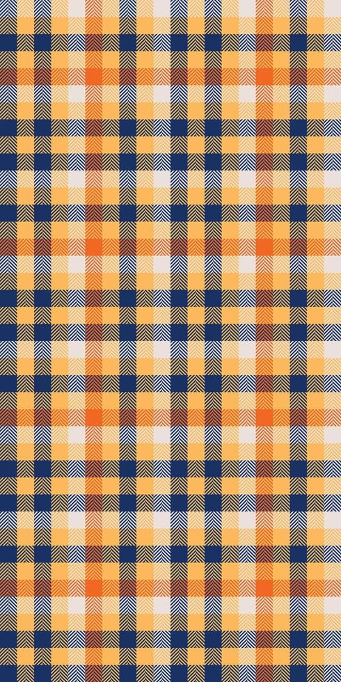 Fire check tartan, wrapping seamless pattern plaid. Unique textile fabric background texture in amber and blue colors. vector