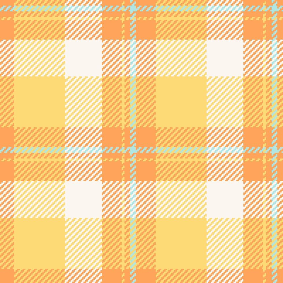 Vibrant pastel plaid pattern in orange and yellow hues. Perfect for textile design, website backgrounds, or crafting projects. This cheerful, seamless texture evokes feelings of warmth and optimism. vector