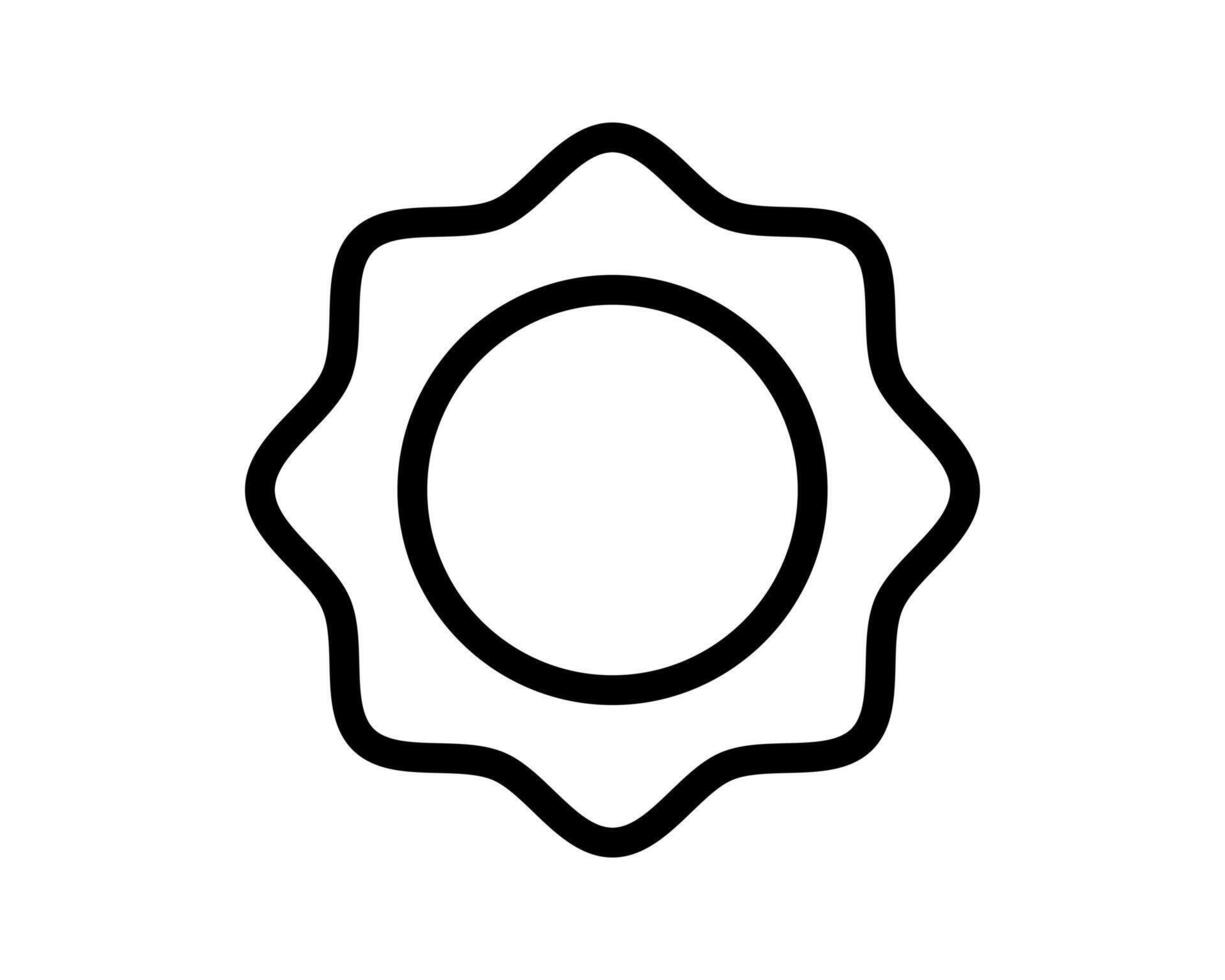 A crisp, modern line art icon. Simple sun symbol with wavy outline, ideal for weather apps, summer themes, or interface design. Clean versatile graphic element. vector