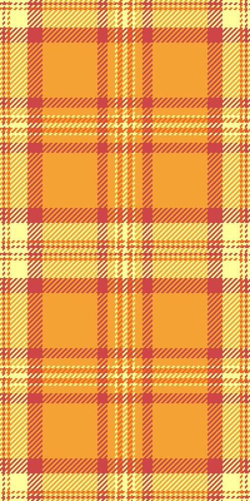 Realistic tartan textile check, foot plaid seamless . Lady texture fabric background pattern in orange and yellow colors. vector