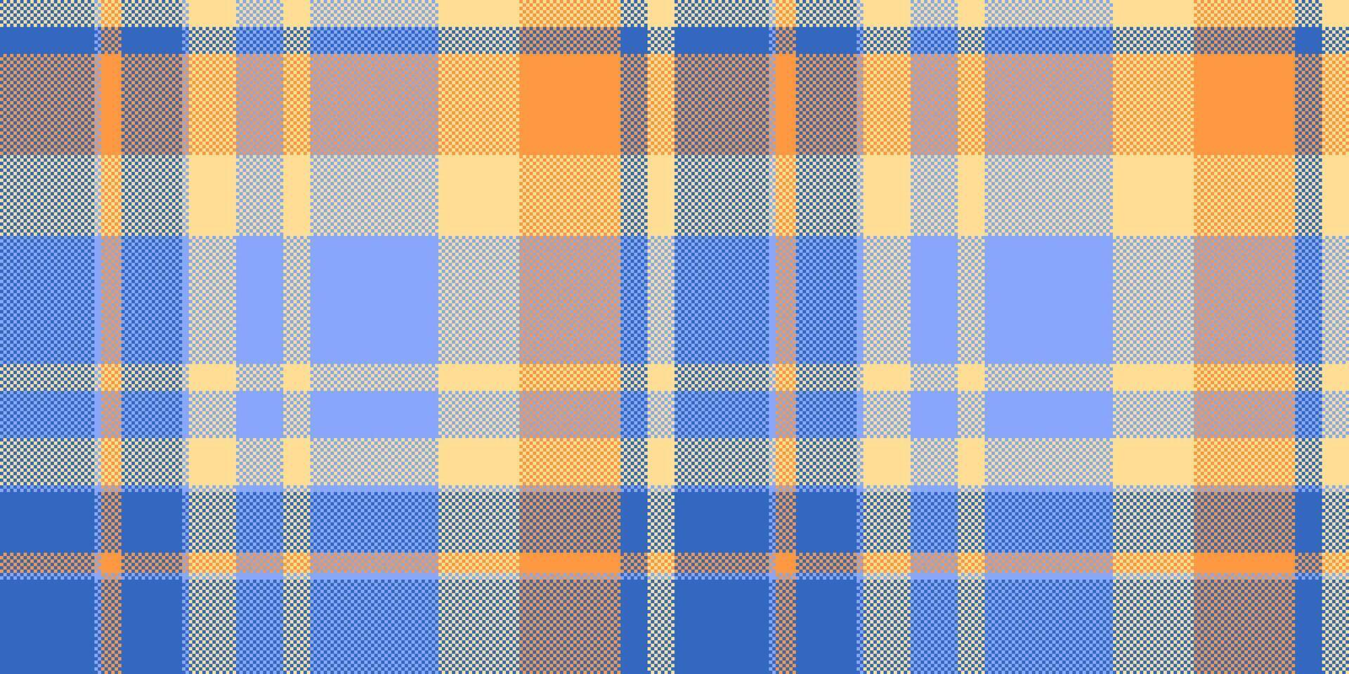 Vibrant pastel plaid pattern in blue, orange, and beige. Perfect for textile design, fashion, website backgrounds, or any project needing a cheerful, modern, and stylish texture. vector