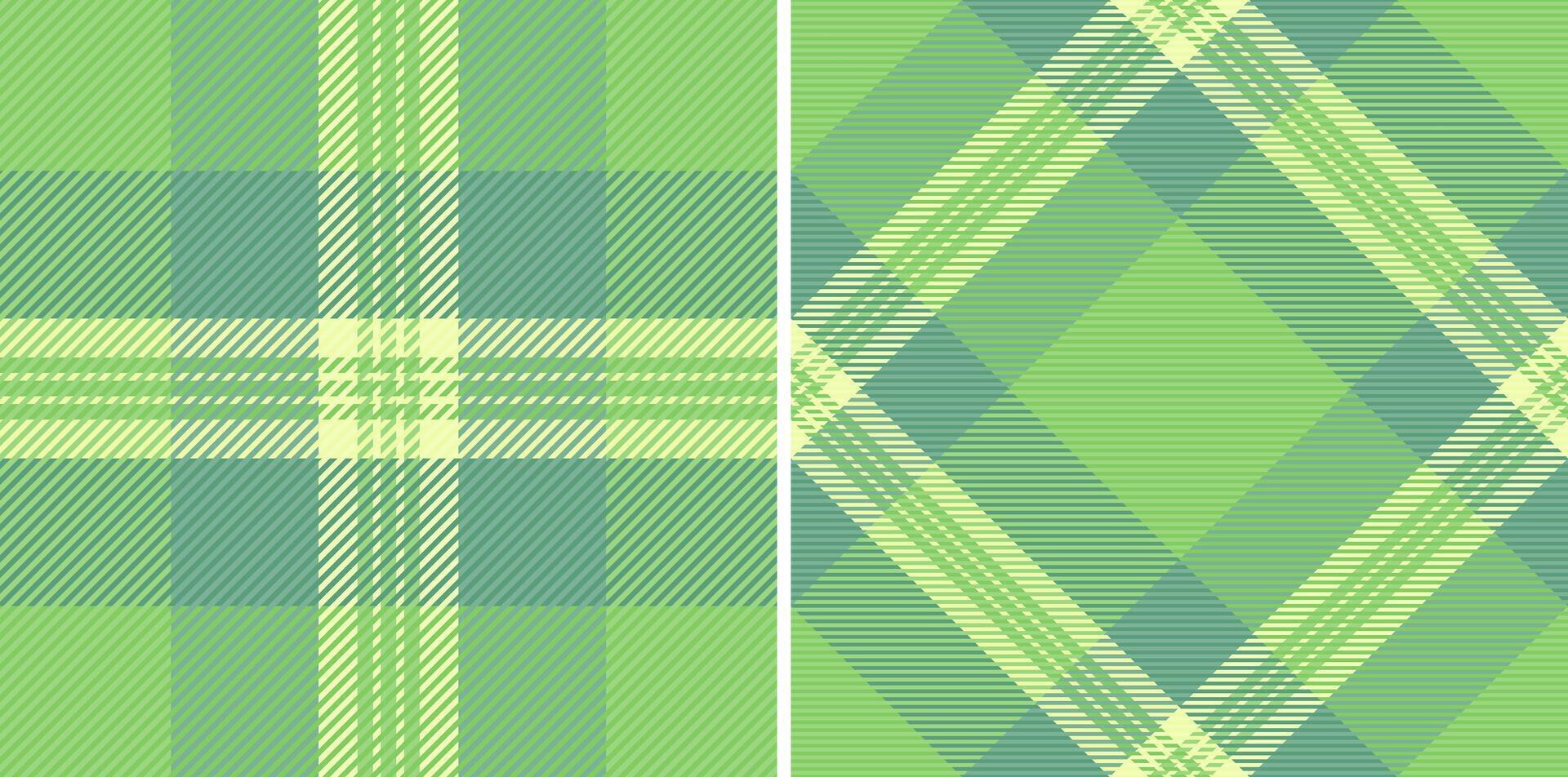 Pair of vibrant lime green and teal plaid patterns. Perfect for textile design, web backgrounds, or crafting projects. Fresh, modern, and versatile textures offer endless creative possibilities. vector