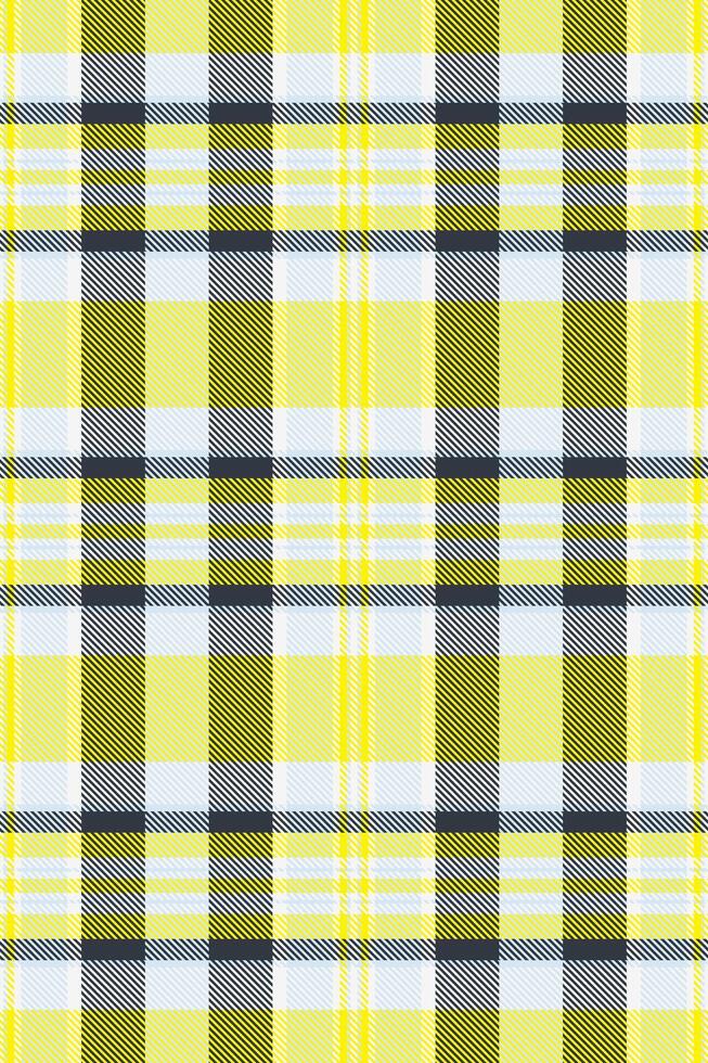 Vibrant yellow, light blue, and dark gray plaid pattern. Perfect for textile design, fashion, or website backgrounds. Creates a cheerful, modern, and stylish aesthetic. vector