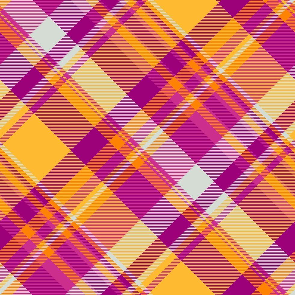 Vibrant diagonal plaid pattern in warm tones. Perfect for textile design, fashion, or website backgrounds. This energetic, geometric design evokes feelings of warmth, optimism, and style. vector
