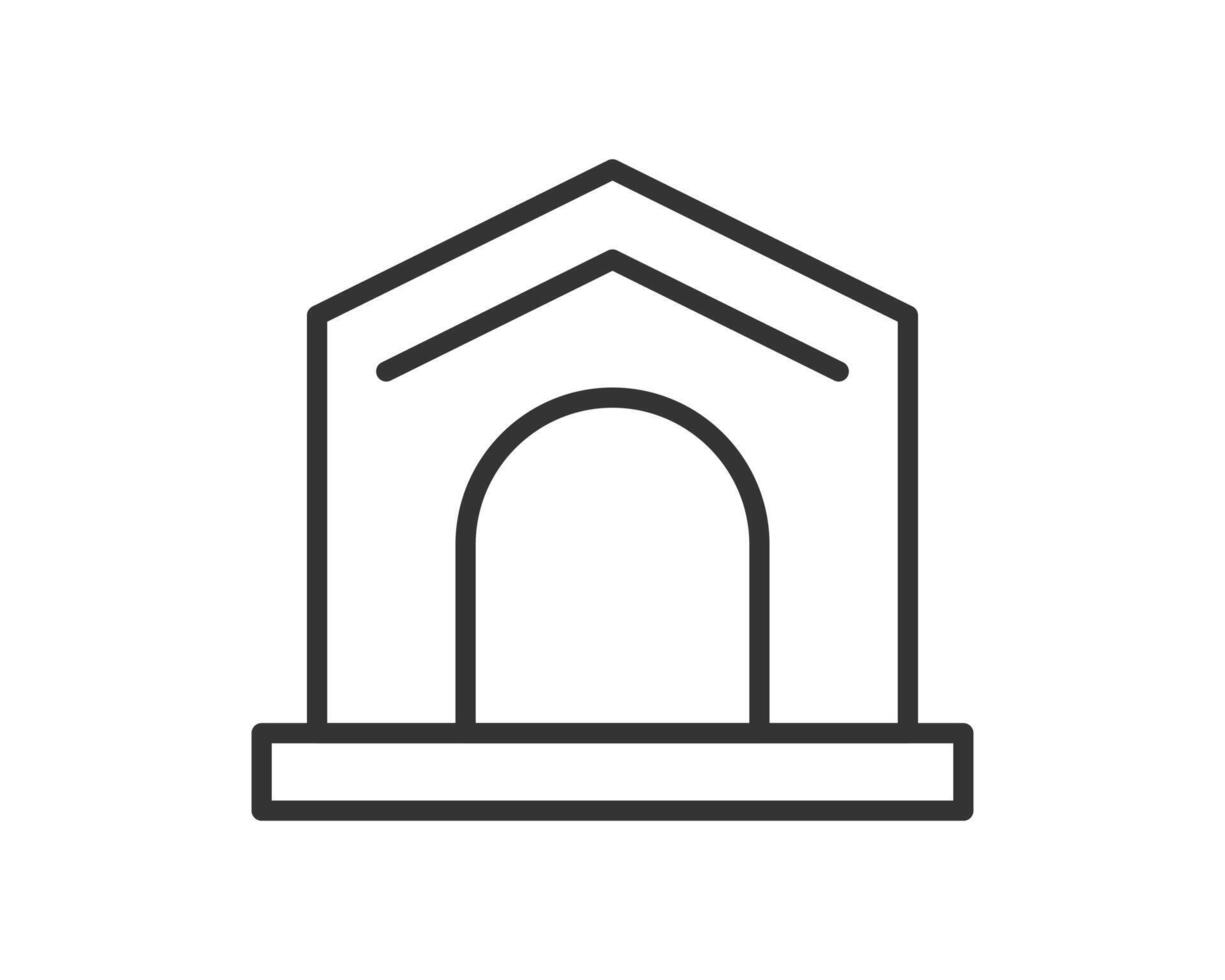 Minimalist icon representing a sheltered space with an arched entrance, conveying themes of protection, sanctuary, or entrance. Perfect for web design, apps, or architectural concepts. vector