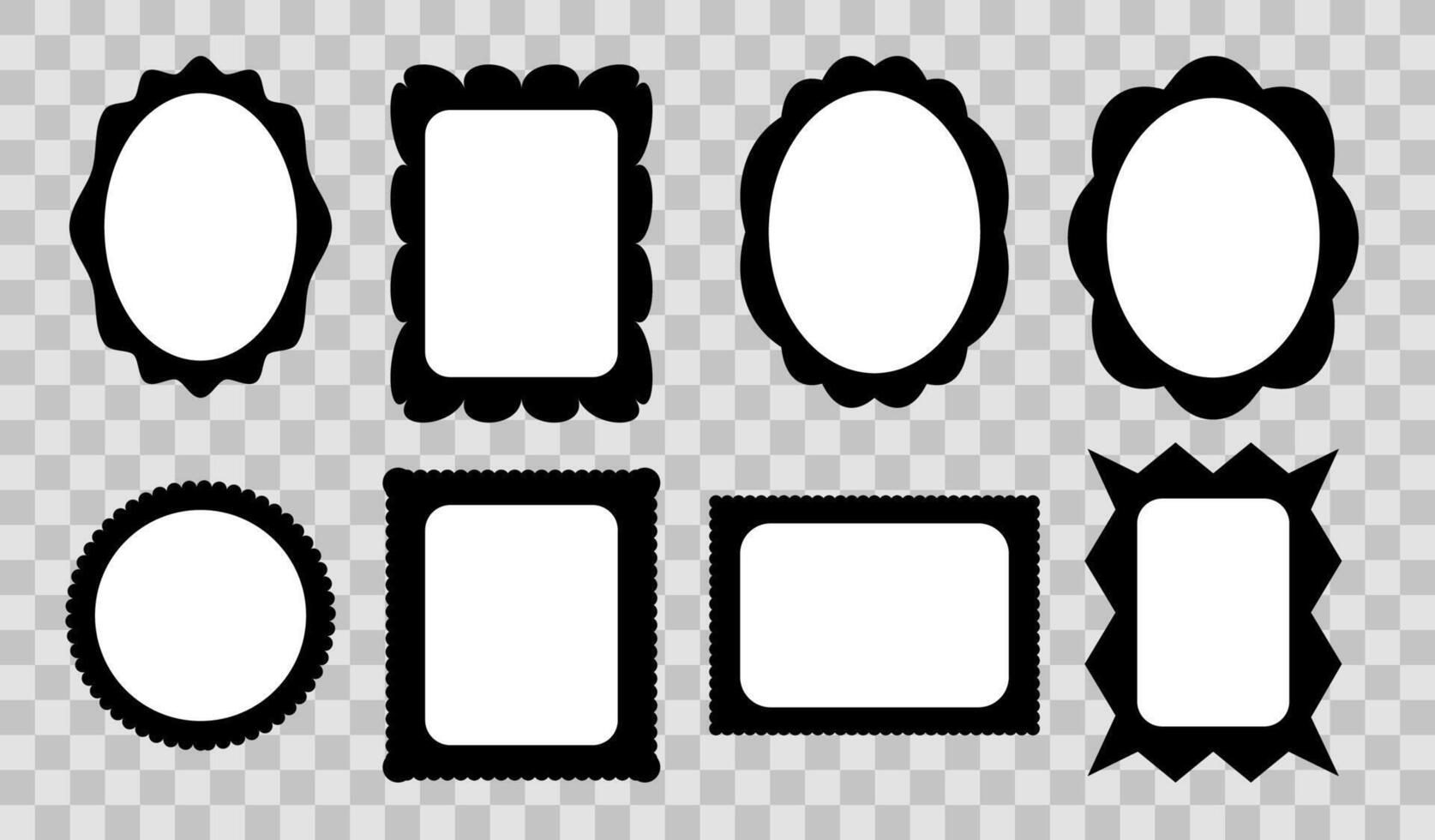Picture frames with various shapes and decorative edges. vector