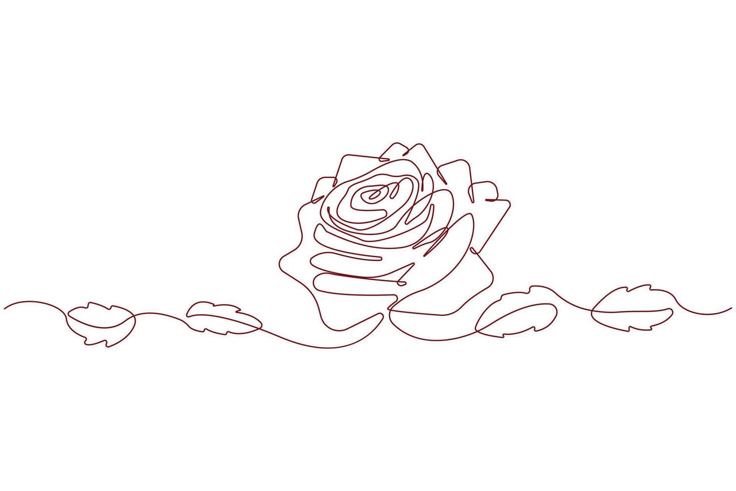 Simple hand-drawn rose flower single line drawing isolated on white background. Decorative rose with leaf outline vector