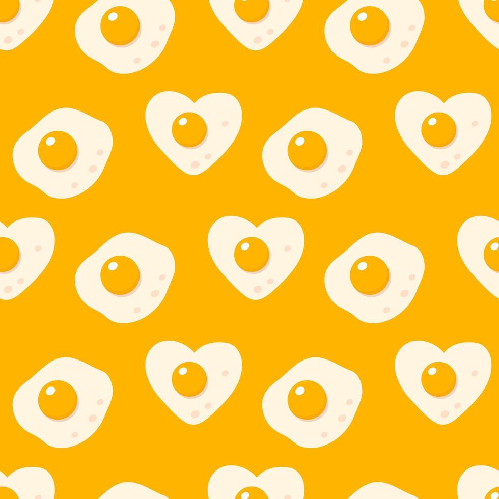 Hand drawn seamless pattern with cute roasted eggs. Perfect print for paper, fabric, textile. Food illustration for decor and design. vector
