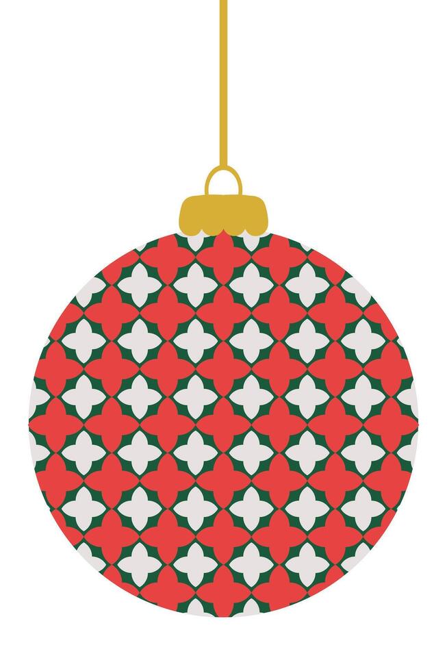 Abstract geometric Christmas ball ornament decoration. Perfect for banner, flyer, label, postcard, sale, sticker, card. Isolated hand drawn illustration. vector