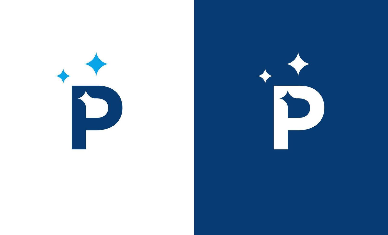 Letter P star or P cleaning or P shining logo concept vector