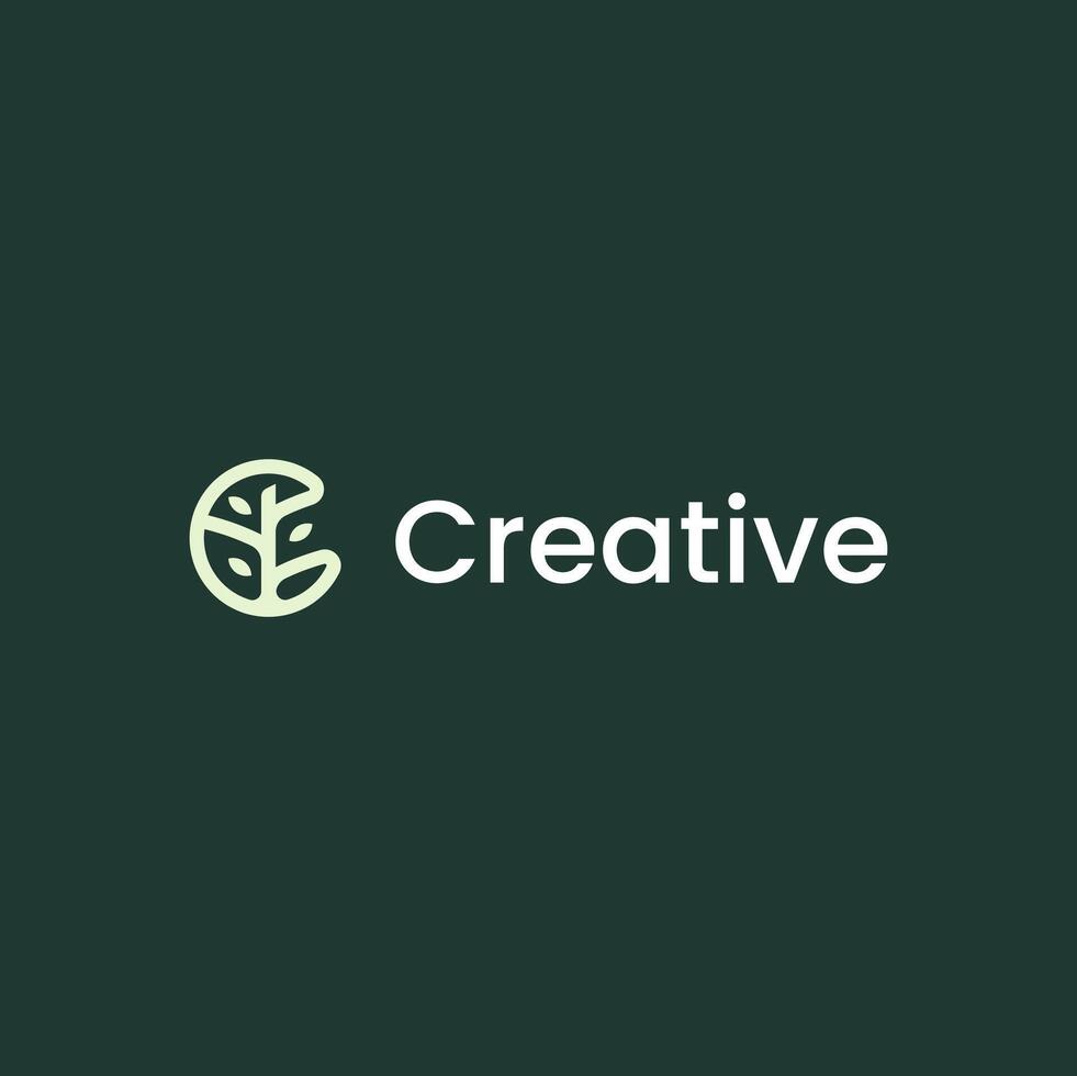 Letter C tree or letter C leaf logo concept vector