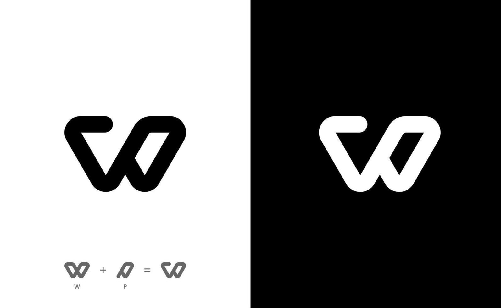 minimalist letter WP logo or modern letter PW logo concept vector