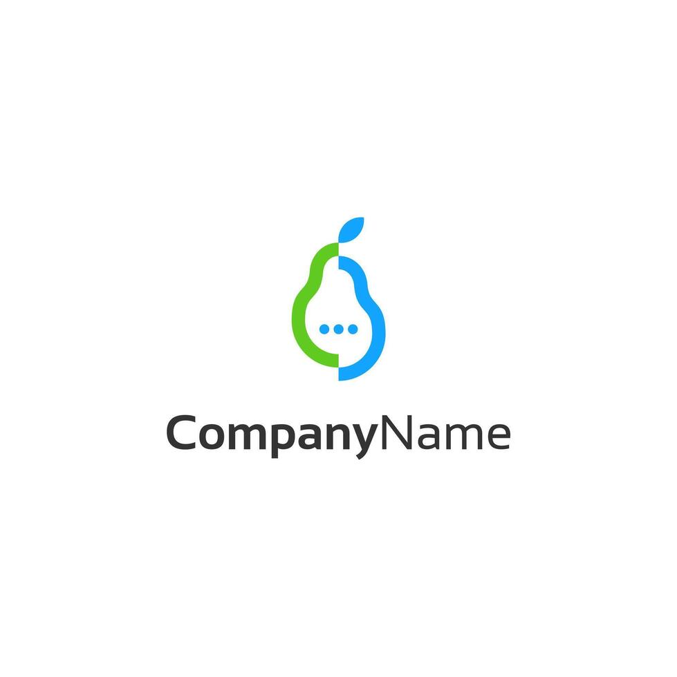 Simple Pear Chat Logo Concept vector