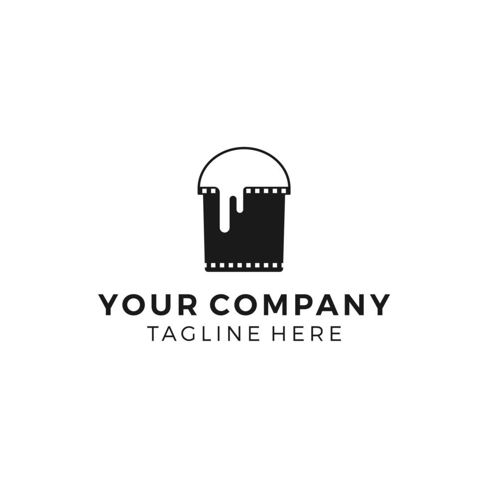 Bucket and film logo combination media company vector