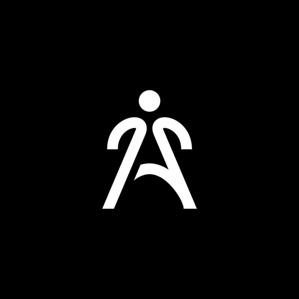 Letter A and man standing logo concept vector