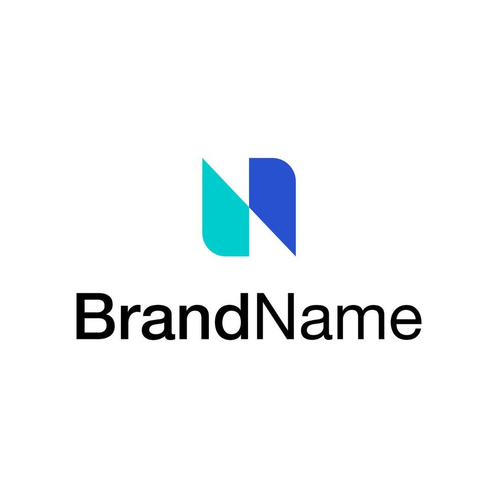 simple letter N initial logo for tech company vector