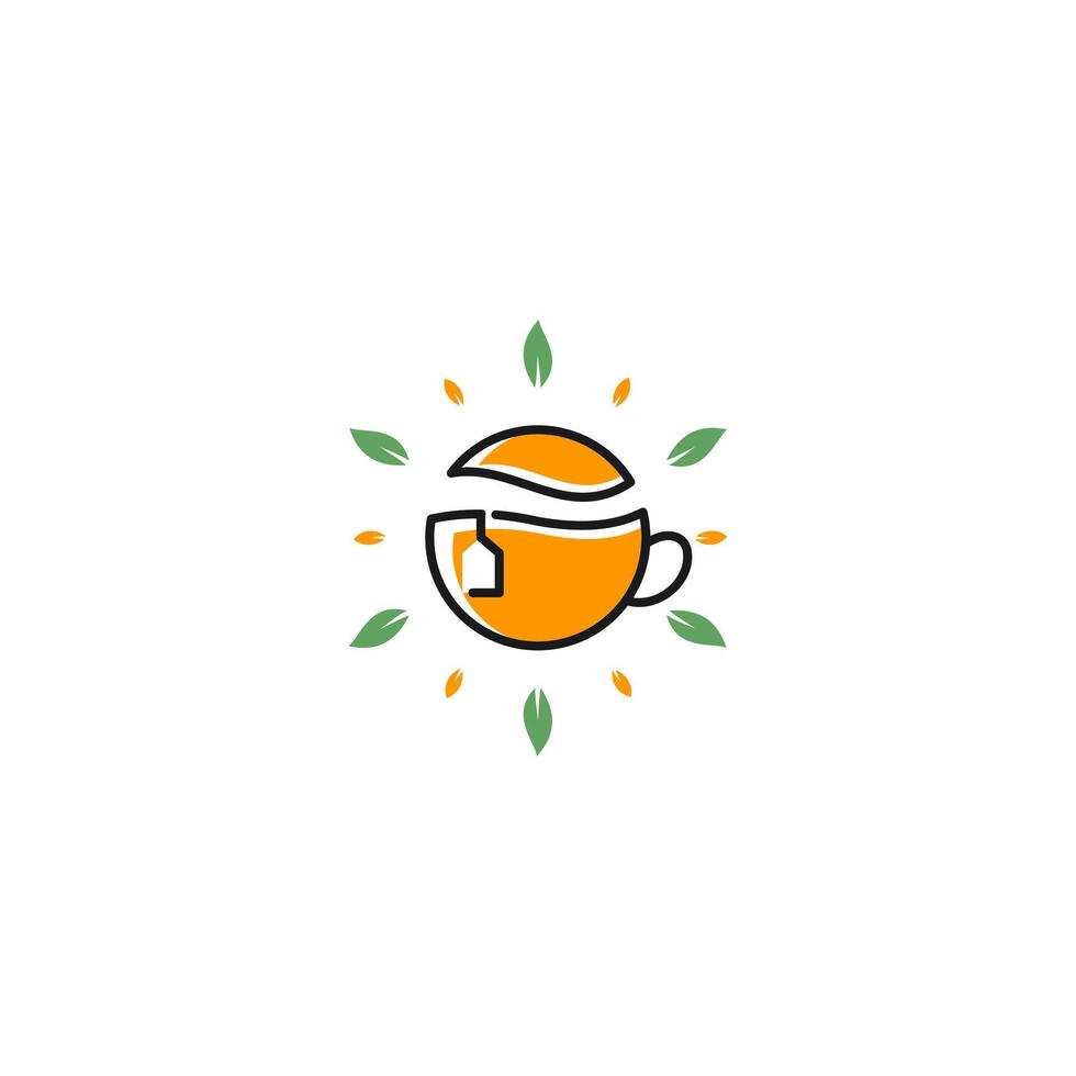 Playful tea and sun logo concept vector