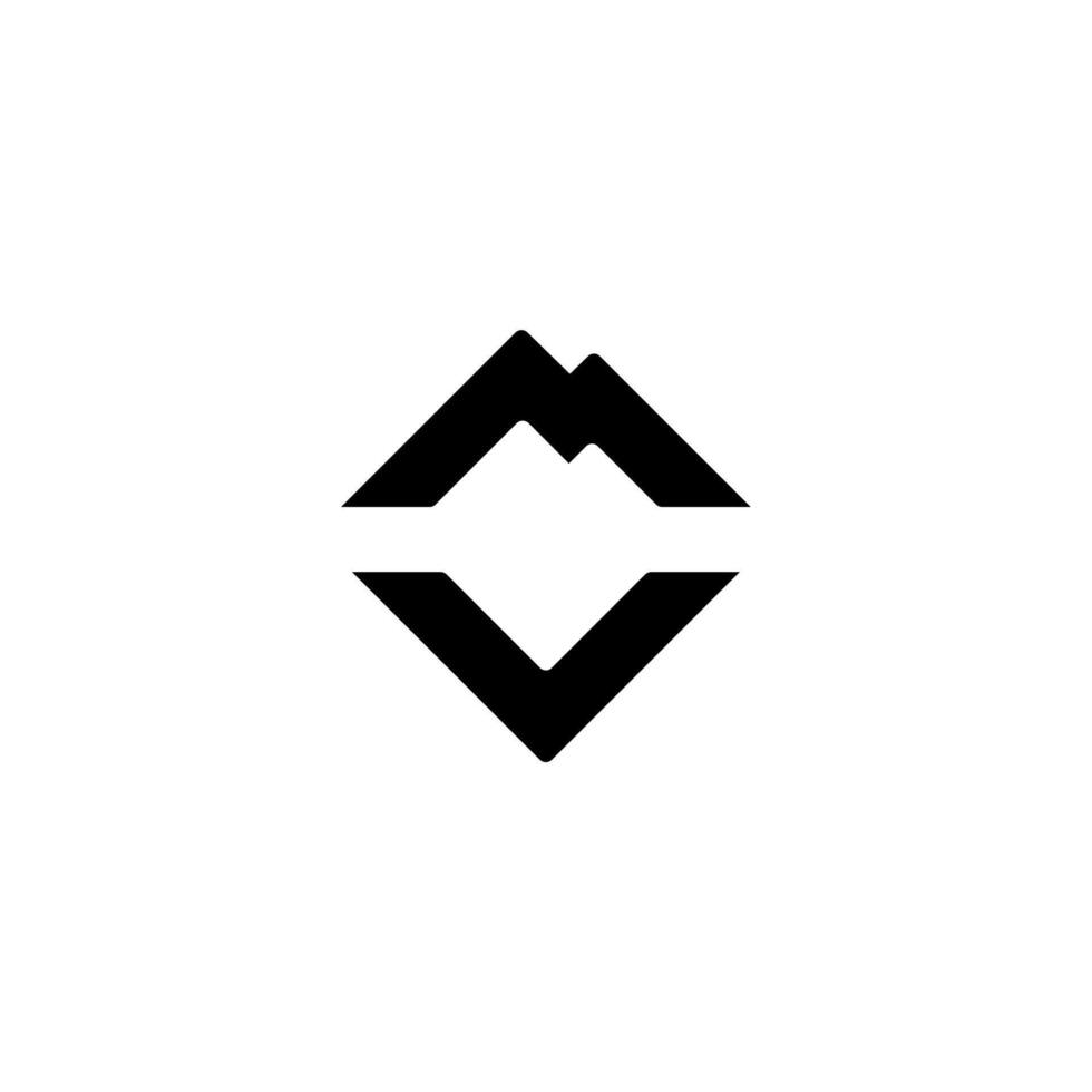 Letter MV or VM with mountain logo concept vector