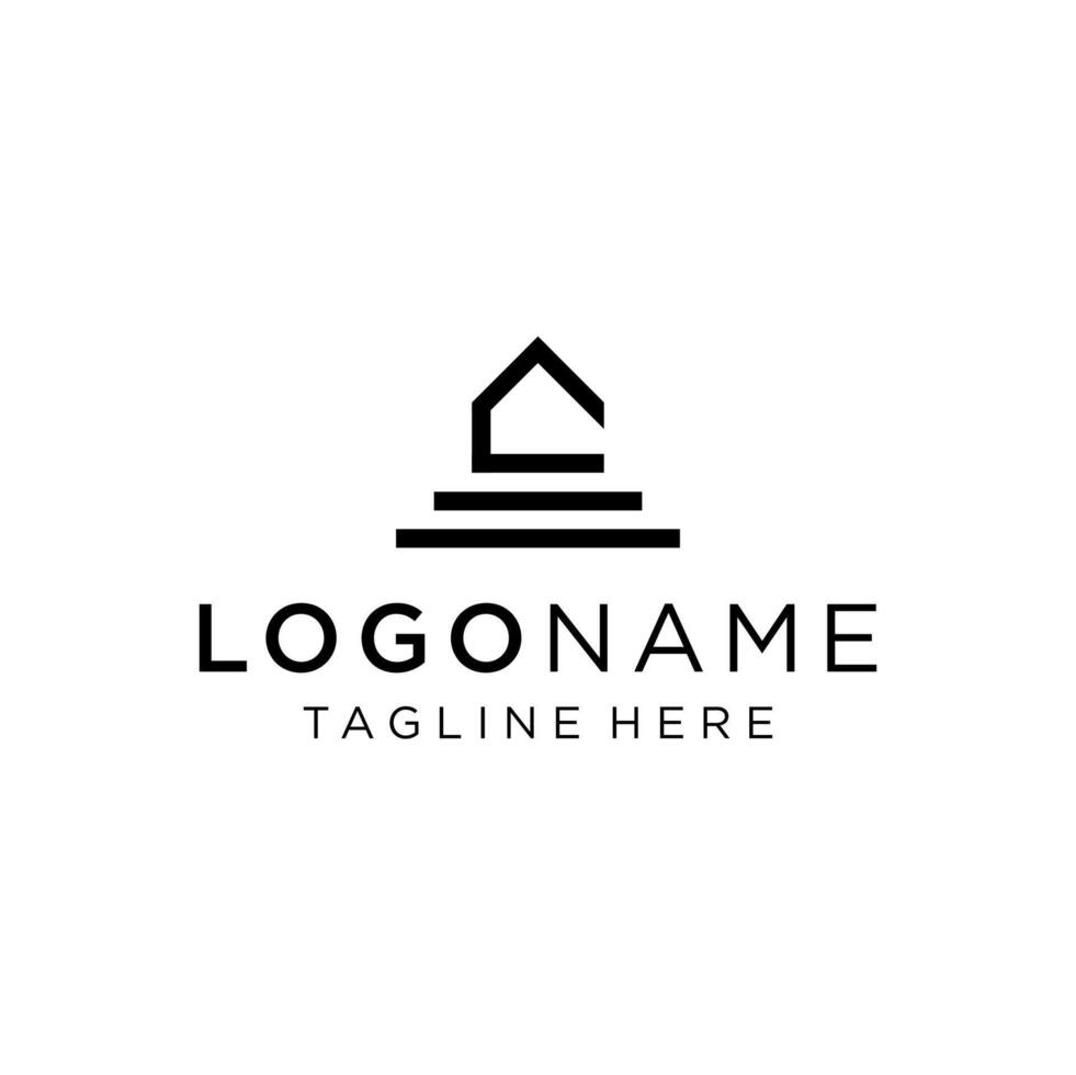 unique letter C and house logo combination vector