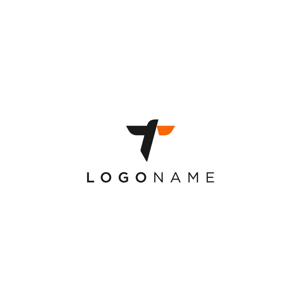 letter T initial with flying bird logo concept vector