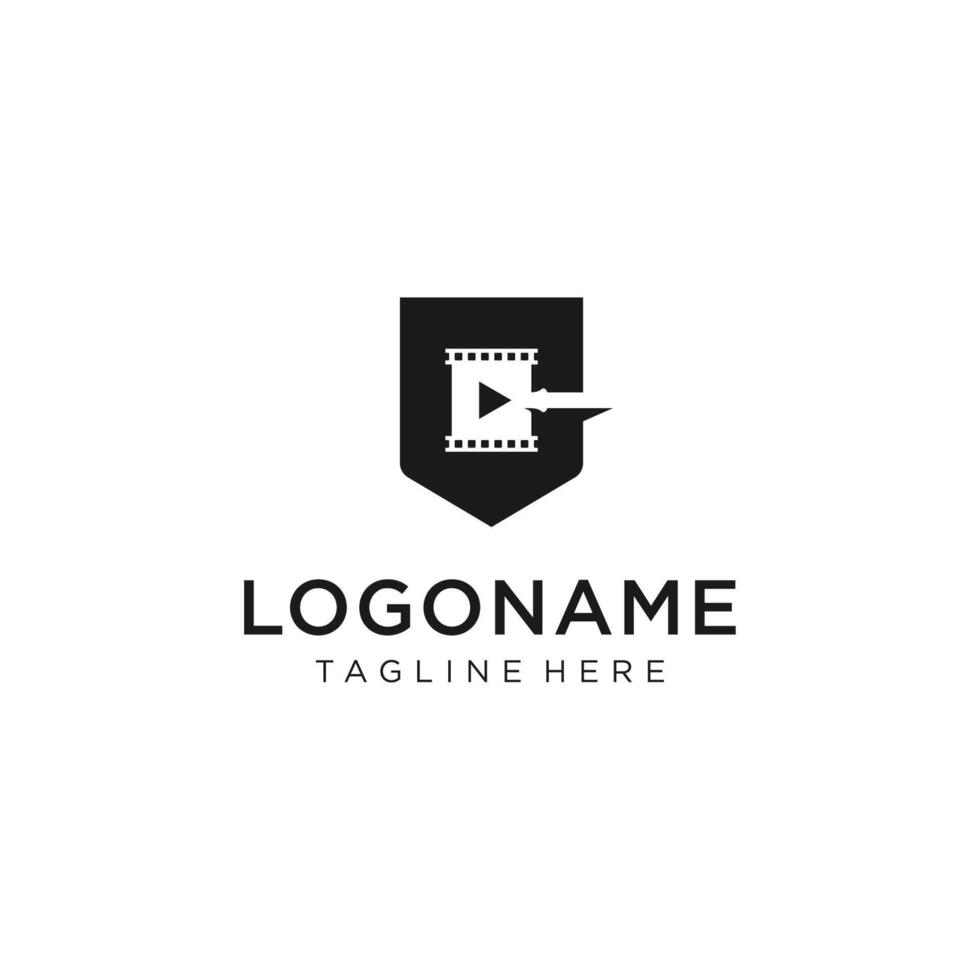 law and cinema logo concept vector