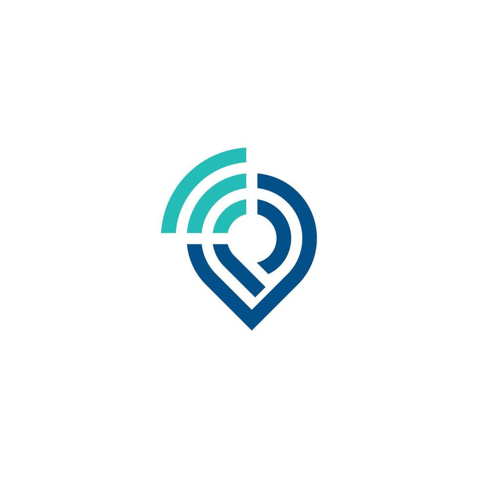 modern pin signal or letter P signal logo concept vector