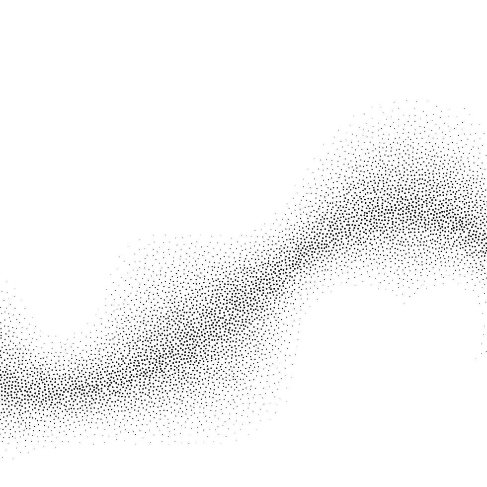 Grain wave texture background. Black noise dots wavy shape. Curve noise dotwork pattern. Abstract grunge stipple banner. Dotted stochastic noise effect vector