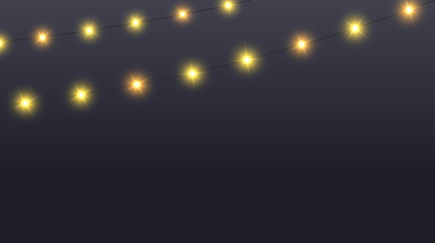 Glowing lamps garland. Decorative Christmas lights. Fairy lights chain. Wall decoration for party. Led bulb lamp string. vector