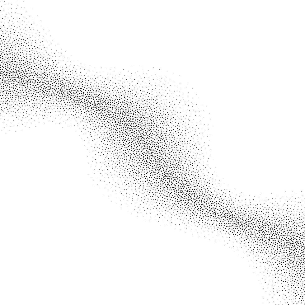 Grain wave texture background. Noise dots wavy shape. Curve noise dotwork pattern. Abstract grunge stipple banner. Dotted stochastic noise effect vector