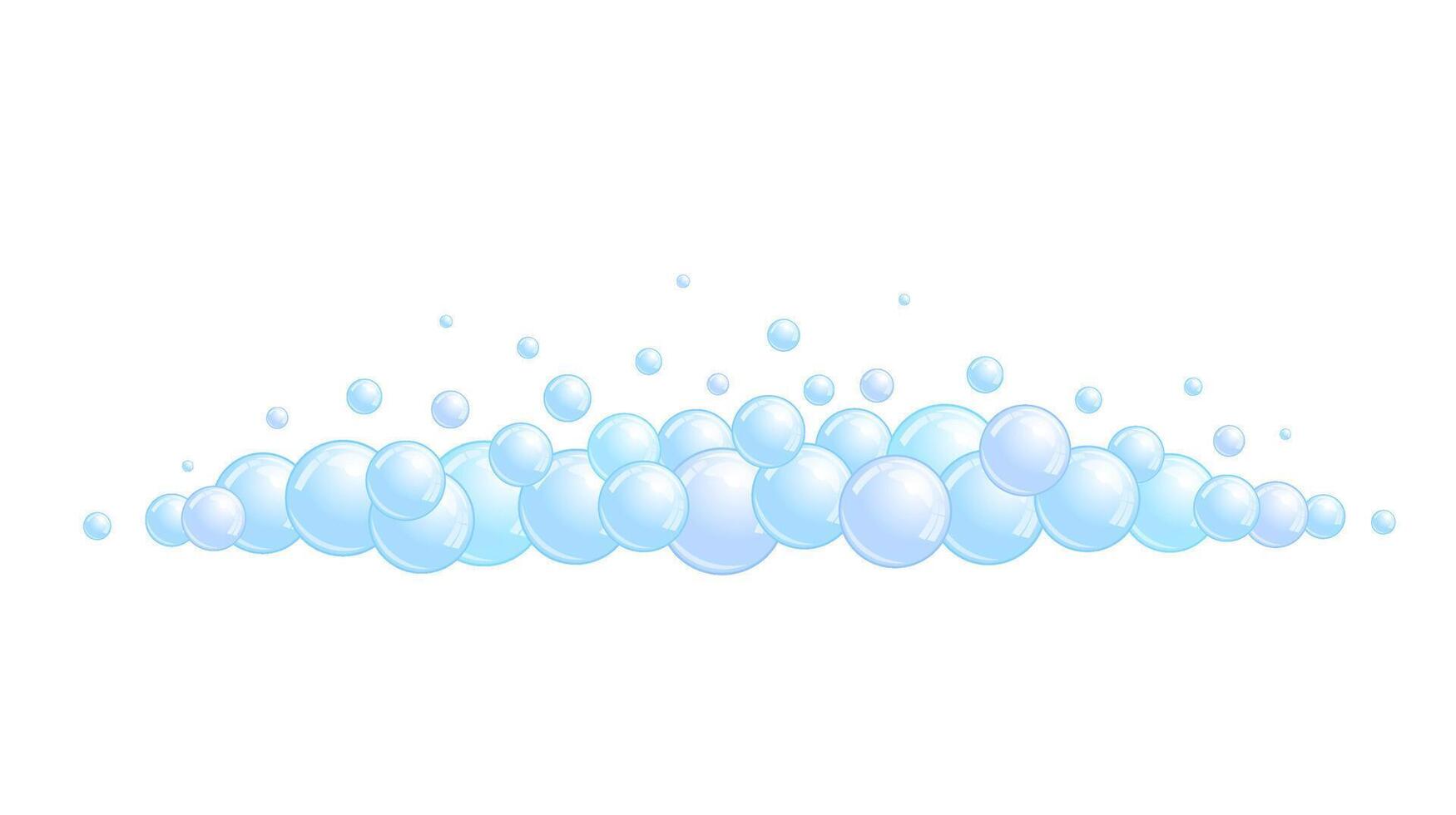 Soap bubble divider. Horizontal foam decoration element. Blue suds cloud. vector