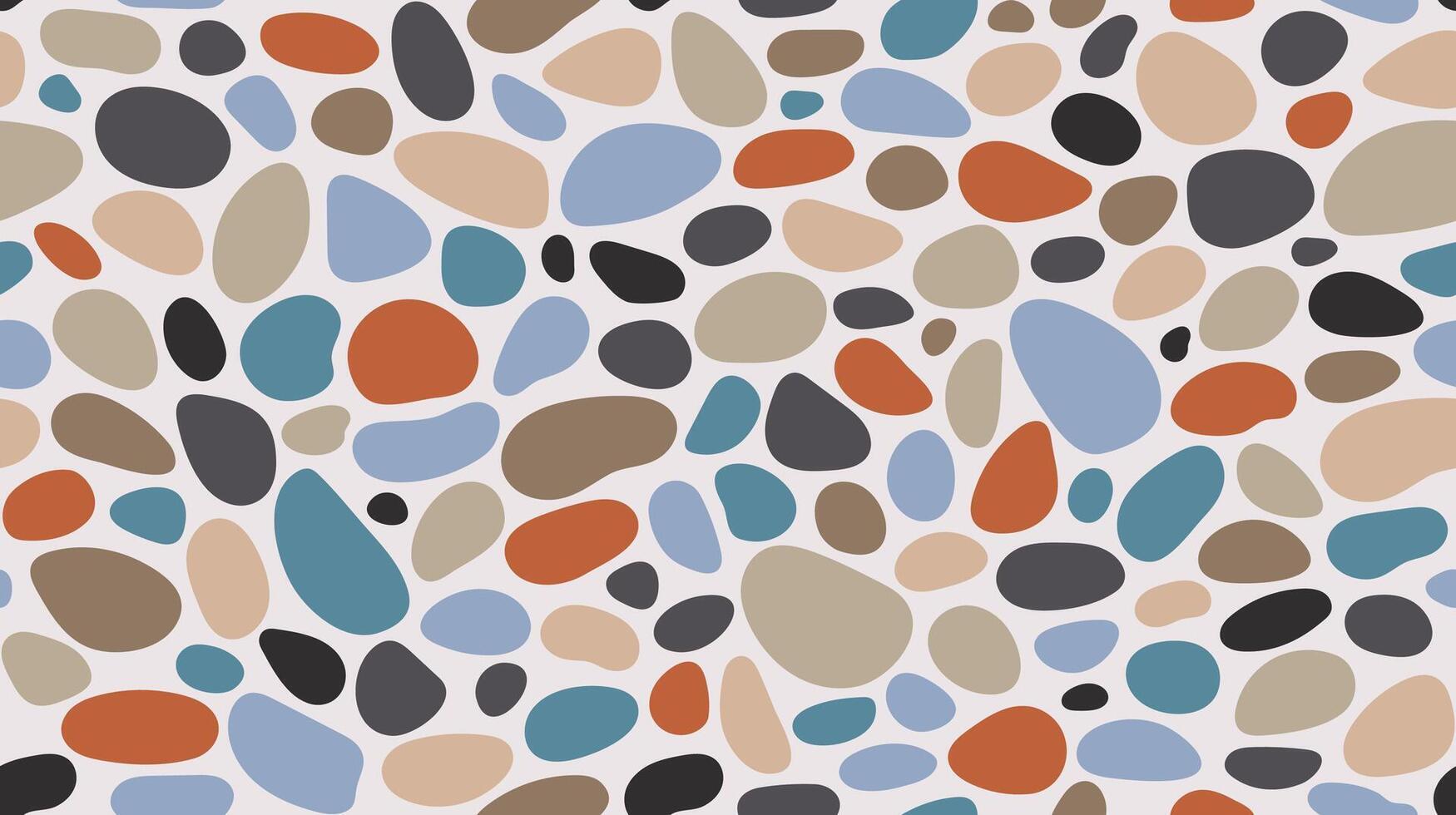 Pebble seamless pattern. Smooth stones background. Cobblestone paving texture. Sea or river pebbles wallpaper vector