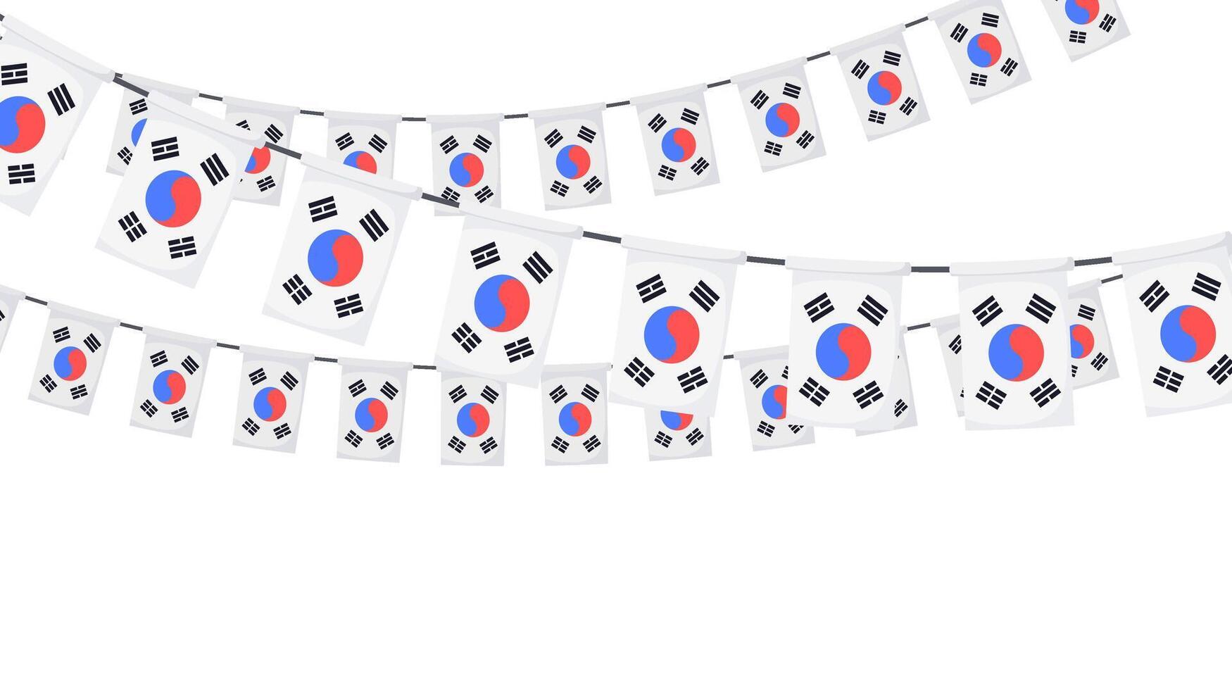 South Korea flag garland. Korean bunting chain decoration for celebration. background. vector