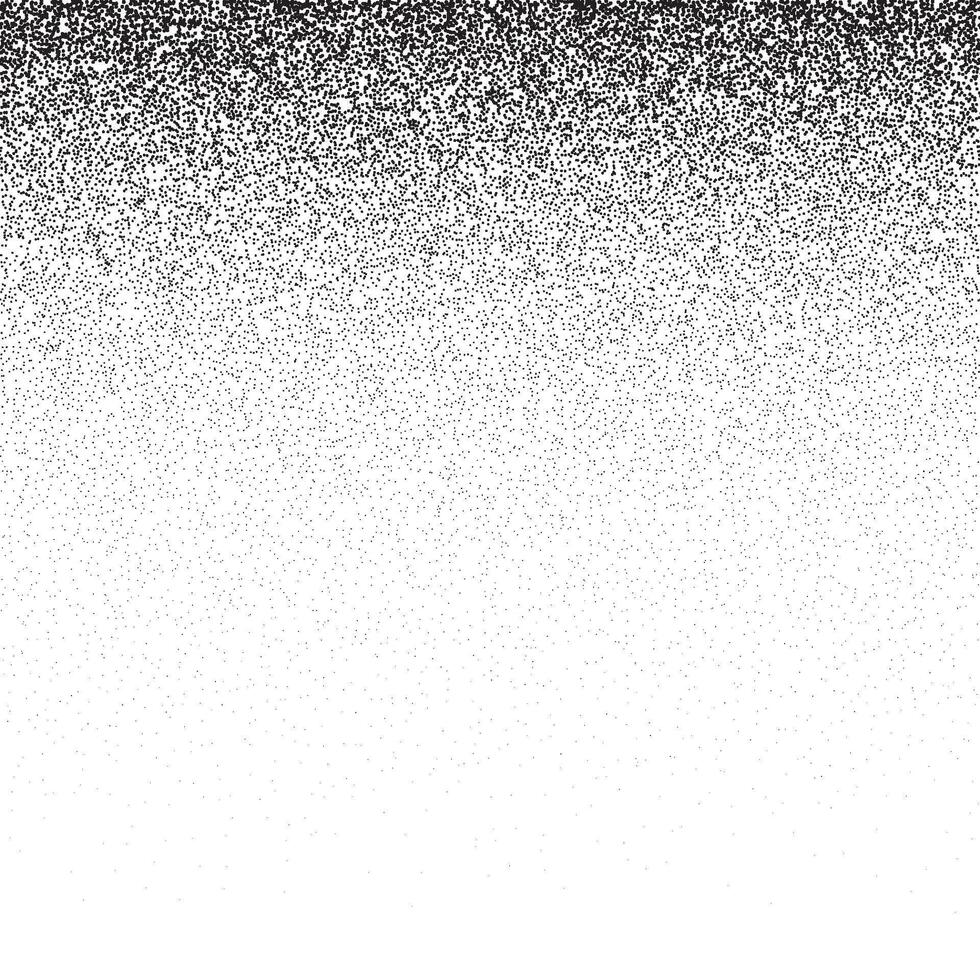 Grain stippled gradient. Faded stochastic dotwork texture. Random grunge noise background. Black dots, speckles or particles wallpaper vector