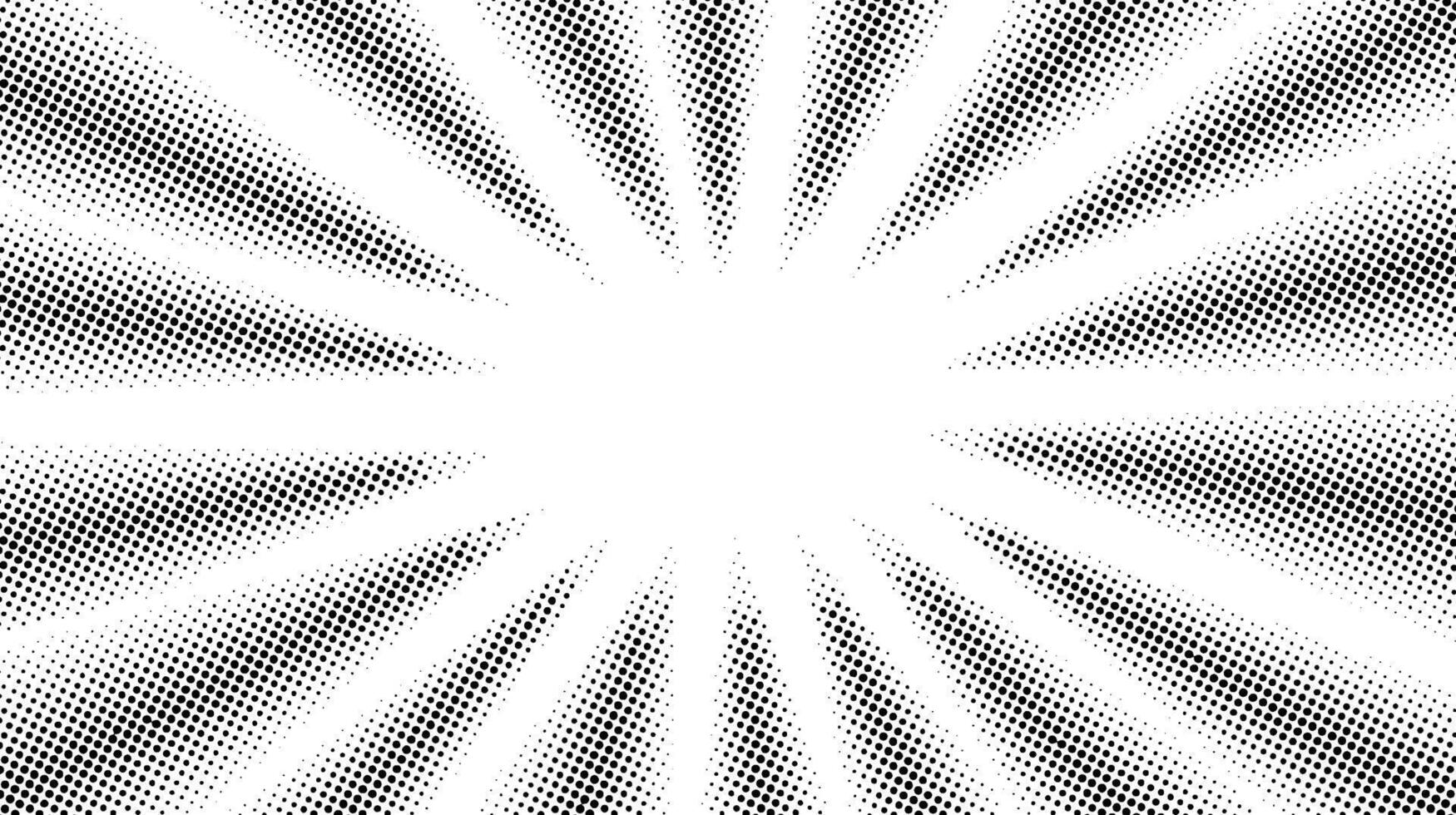 Halftone radial ray texture. Comic style grain background. Pop art faded textured frame. Grunge speckle effect. Dotted particles print wallpaper. Pixelated gradient backdrop vector